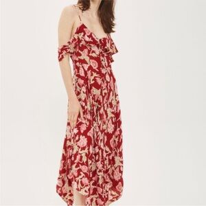 Topshop Petite Red Midi / Maxi Floral Dress